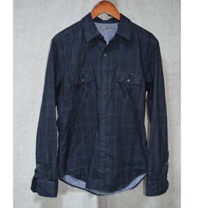 Vince Men’s Blue Plaid Button-Down Shirt M